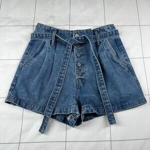 Abercrombie & Fitch Shorts Womens 27 Blue Denim Natural Rise Button Fly Belted